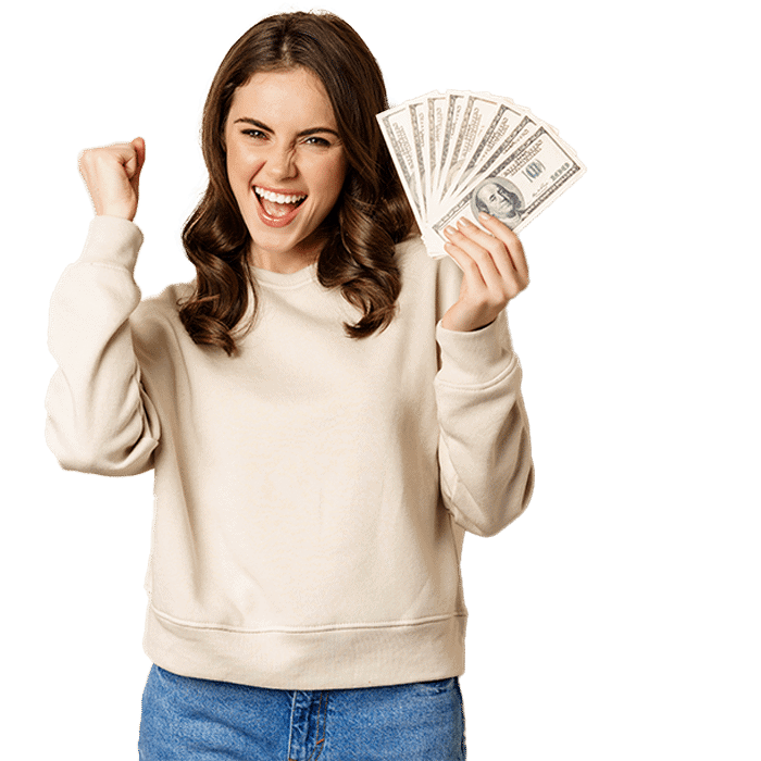 Customer holding cash after selling to Accurate Precious Metals
