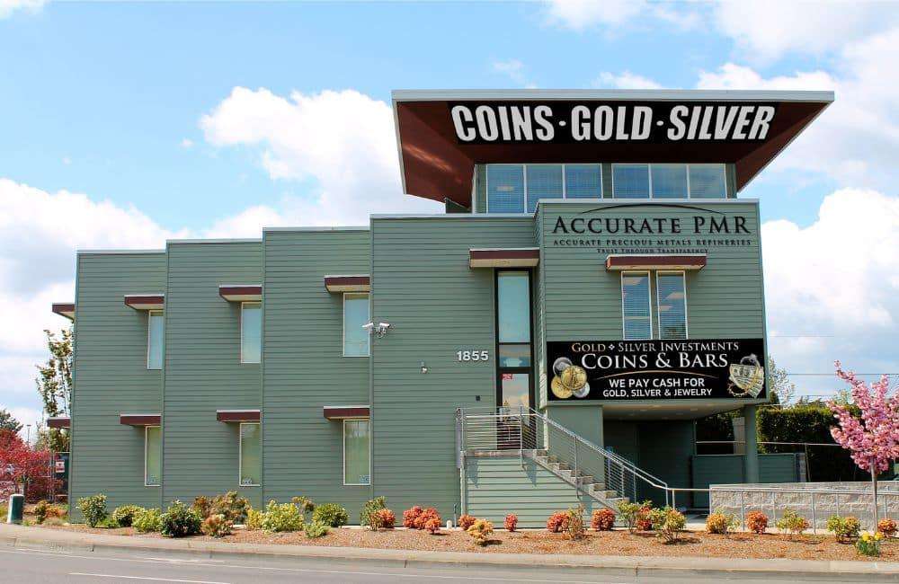 The Accurate Precious Metals building at 1855 Hawthorne Ave NE, Salem, Oregon 97301