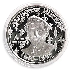 Alphonse Mucha 1 oz Silver Round – image 2