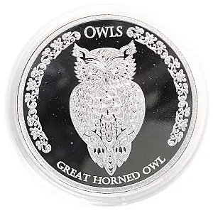 2021 Tokelau Owls Great Horned Owl 1 oz Silver Coin – image 1