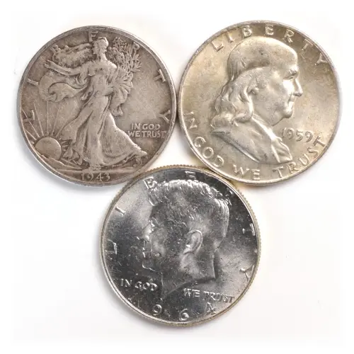 $1 Face 90% Silver Halves Pre 1965