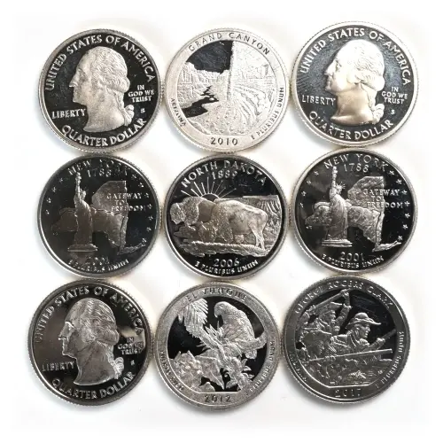 $1 Face Value 90% Silver Proof Washington Quarters (Random Year)