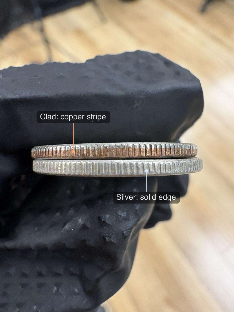 silver coin vs clad coin edge