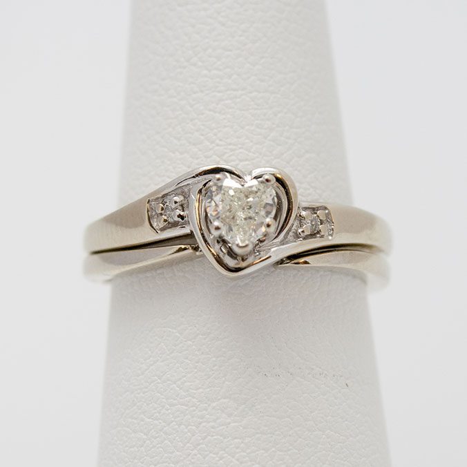 heart cut diamond white gold ring
