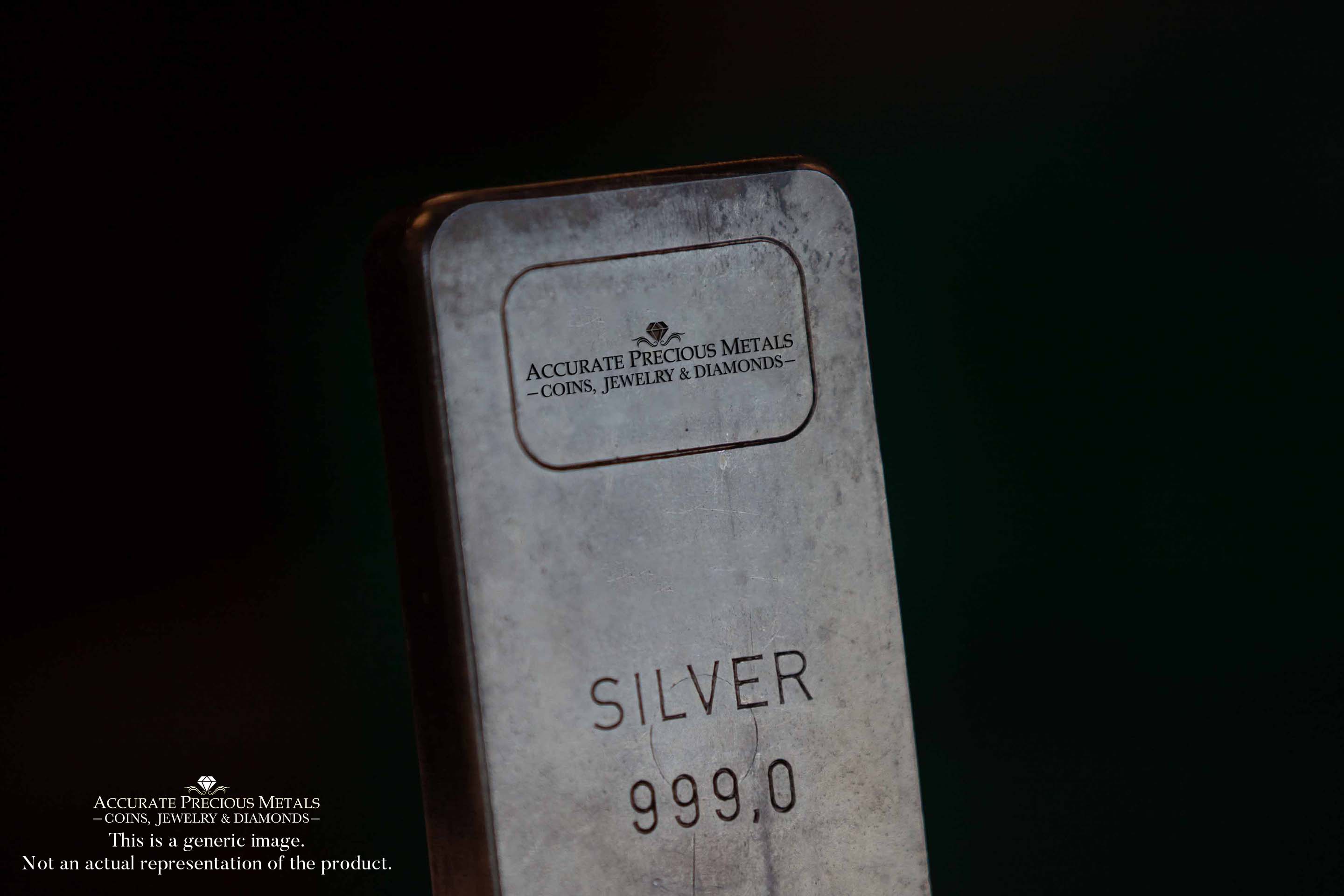 Shiny silver bullion bar with a weight of 10 ounces - a tangible store of wealth.
