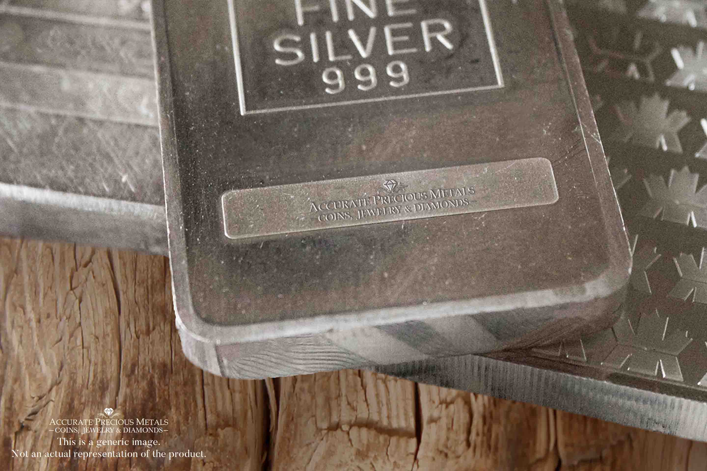 Close-up of a 10-ounce silver bar - a valuable investment in pure precious metal.