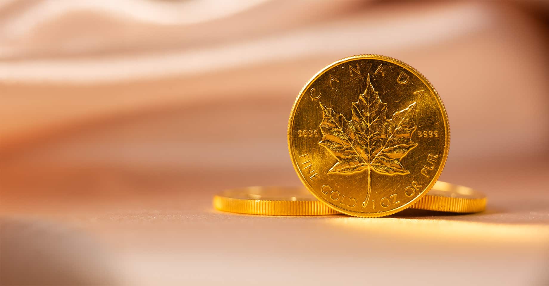 Shining 1 oz gold maple leaf coins - investment in canadian bullion