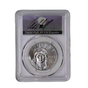 2023 1 oz American Platinum Eagle Coin PCGS MS 70, Signed David Hall