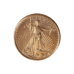 A 1/10 oz American Gold Eagle coin on a white background.