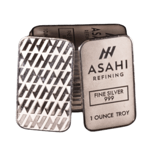 A silver bar with the word "Asahi" engraved on it.