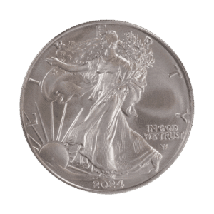 An American Silver Eagle coin.