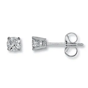 Diamond stud earrings with sparkling gemstones and silver setting.