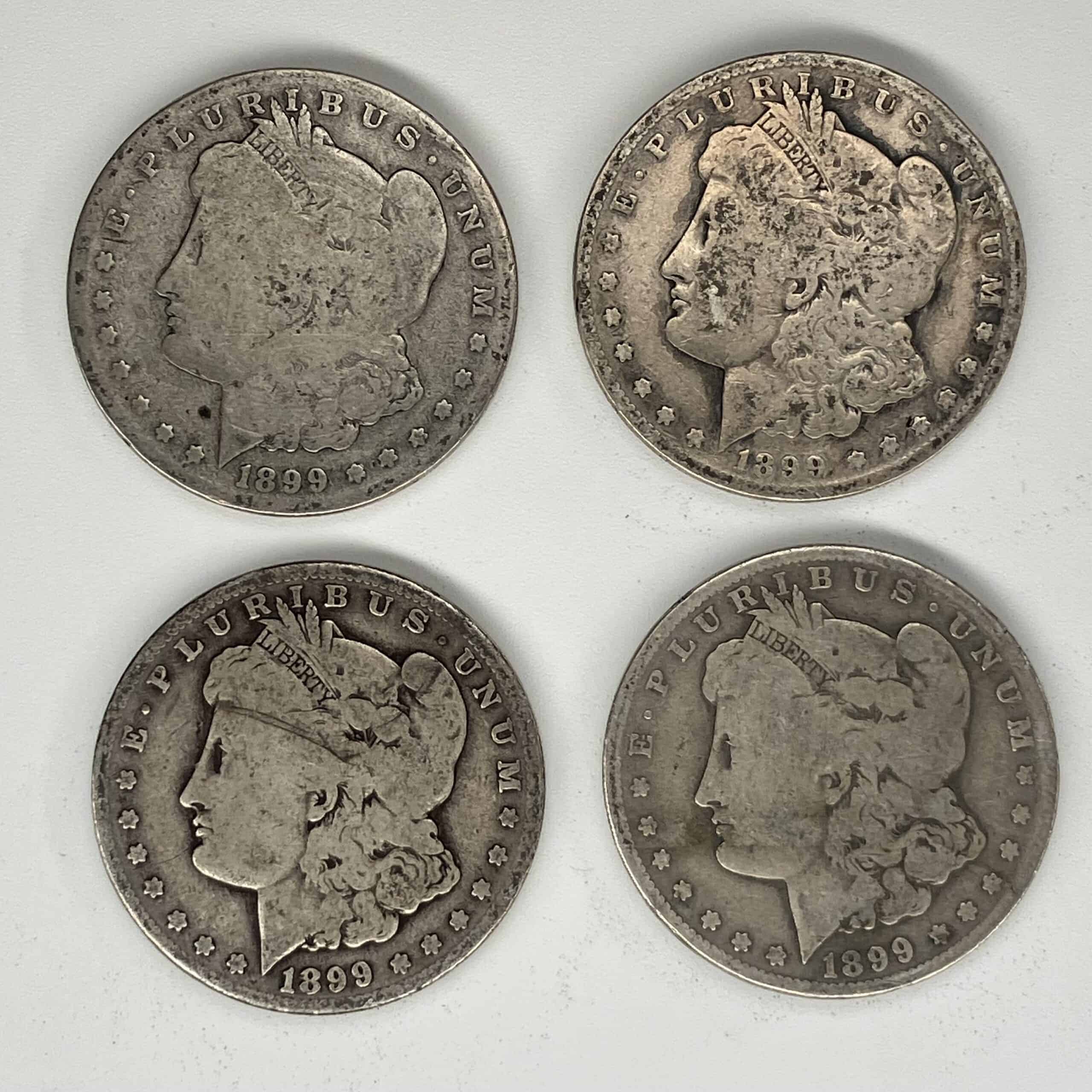 Vintage 1899 morgan silver dollars for precious metal investment | accurate precious metals Old morgan silver coins showcasing detailed profile of lady liberty, ideal for precious metals colle.