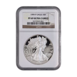 American silver eagle apmr 12783 725821 1webp | accurate precious metals 1999-p silver american silver eagle ngc pf-69 ultra cameo - featured