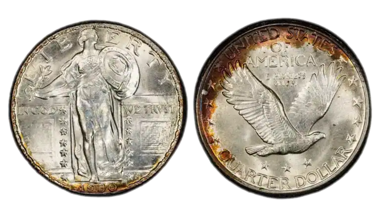 Close-up of American silver and copper coins showcasing detailed designs.